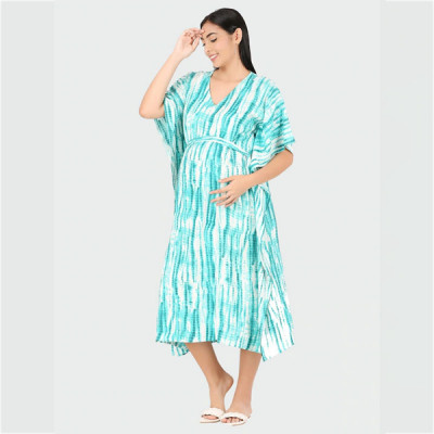 Green and Dye Dyed Maternity Kaftan Midi Dress